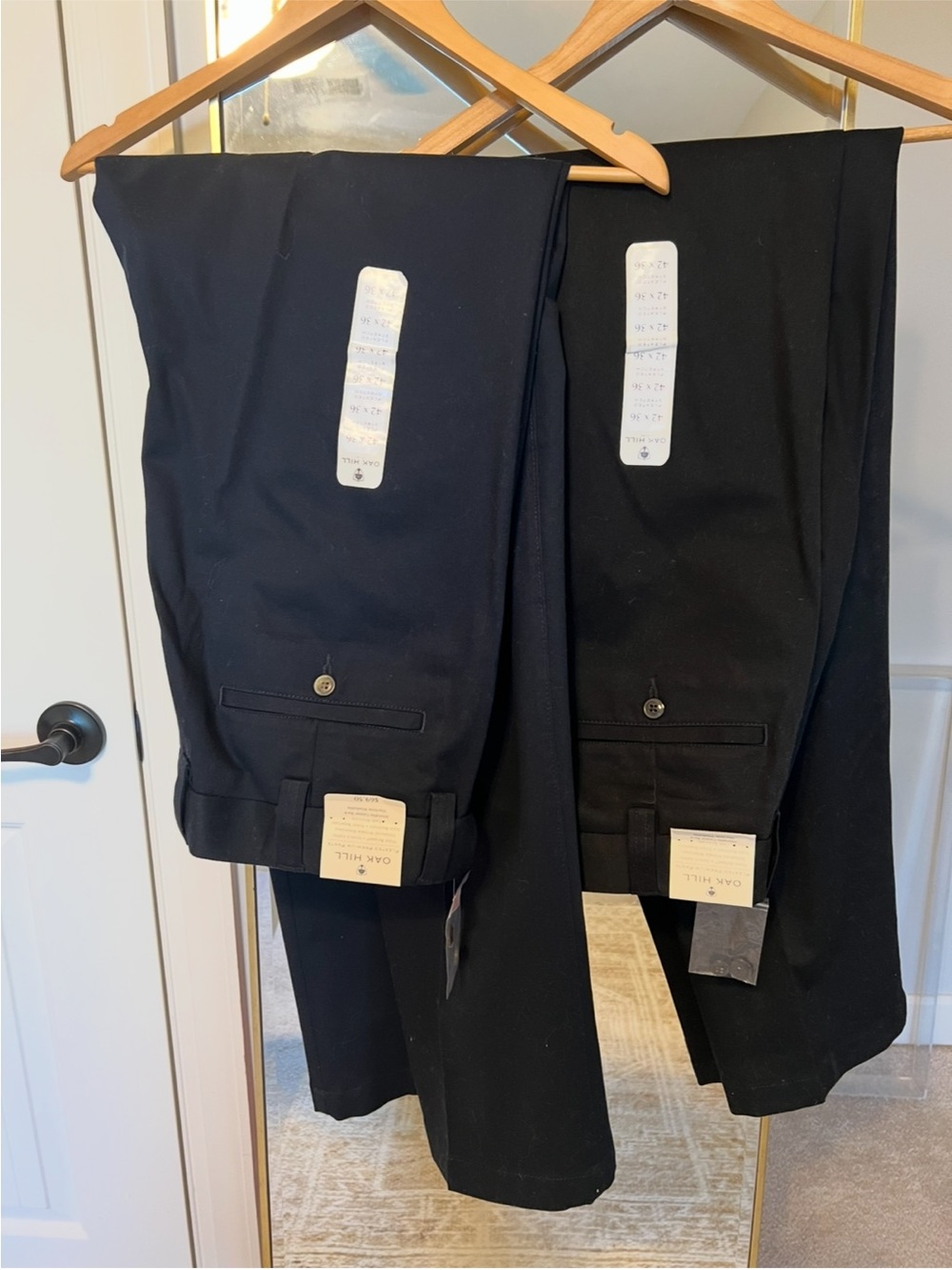 2 pair Oak Hill Men's Black Dress Pants - Classic Tailored Dress Trousers